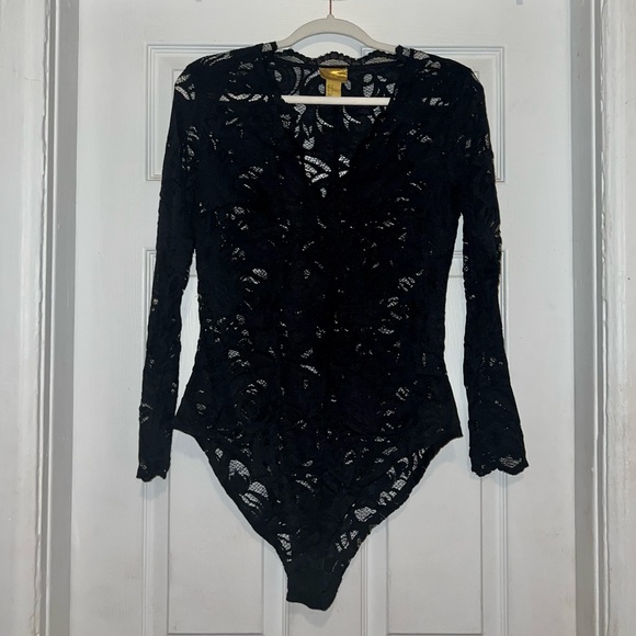NWOT HM Black Lace Body Suit - Picture 1 of 3